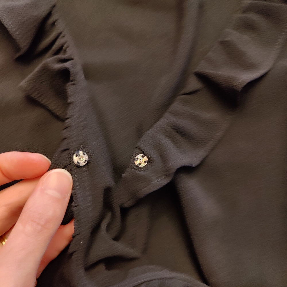 Leith Black Ruffle Wrap Top - Picture 4 of 7